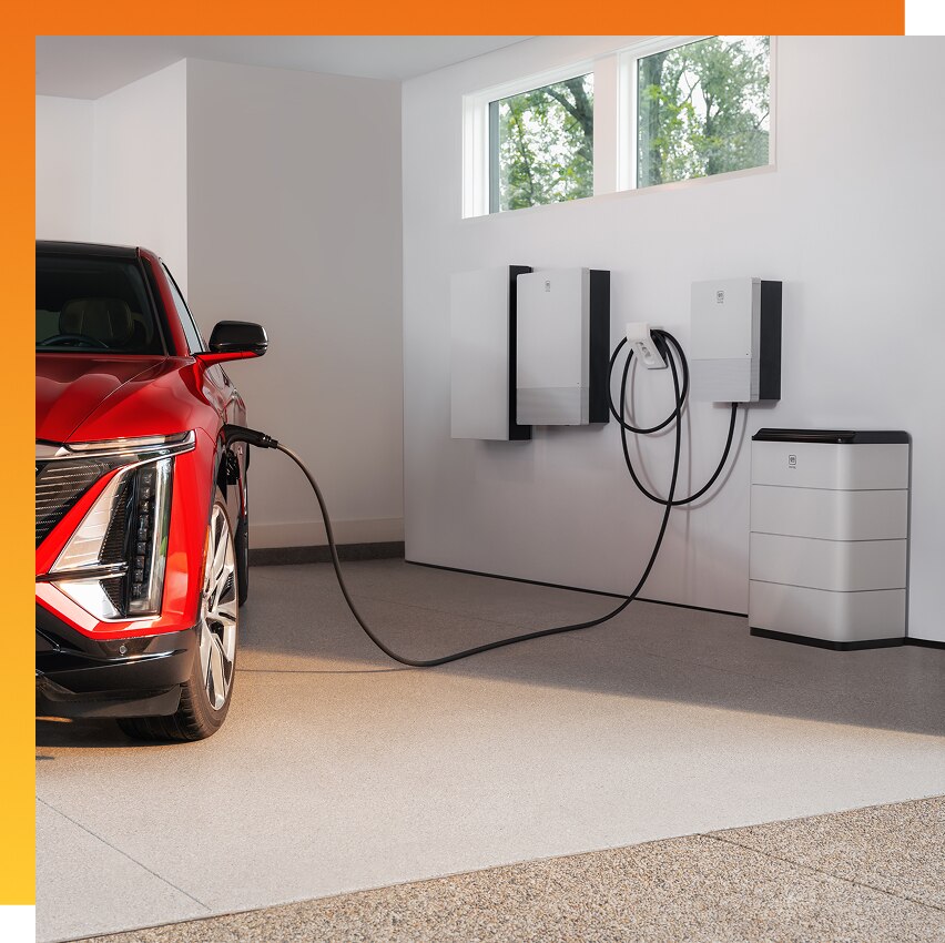 EV plugged into GM Energy products in garage