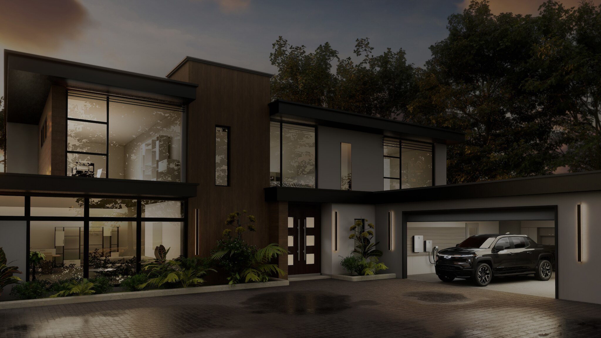Black EV charging in home station and powering home