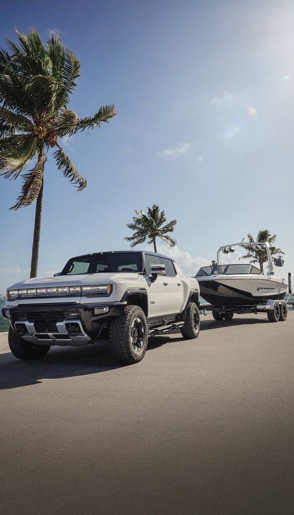 Car towing boat