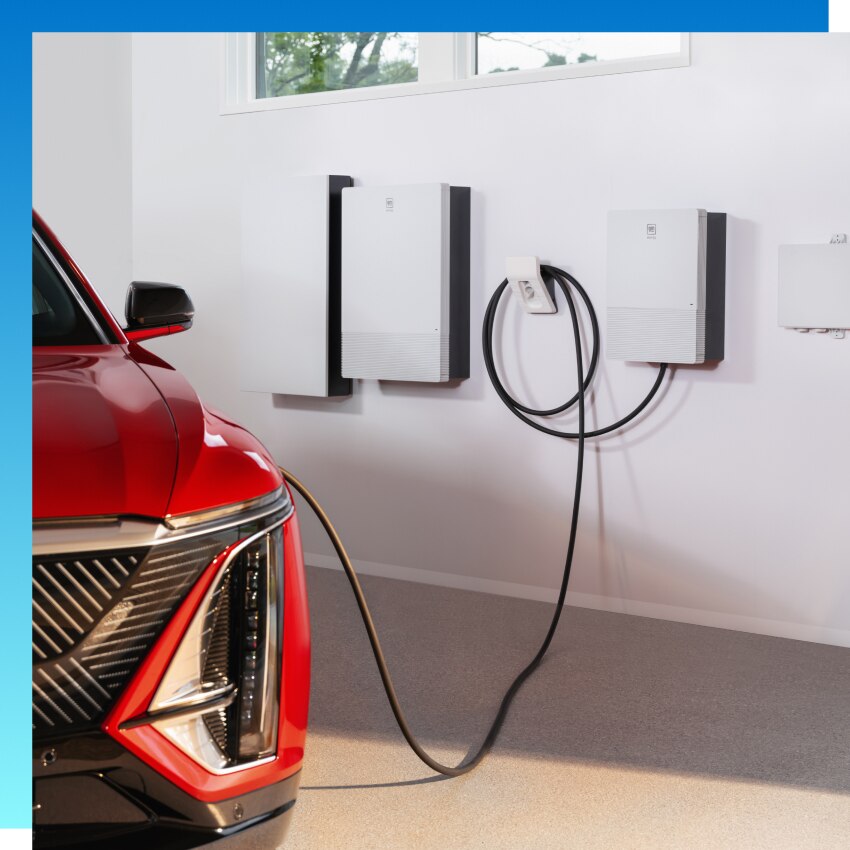 EV plugged into GM Energy products in garage