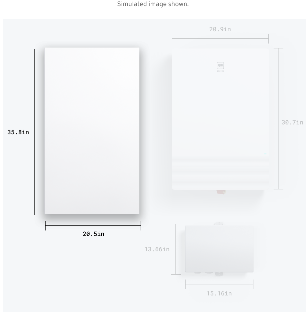 GM Energy Home Hub product specifications